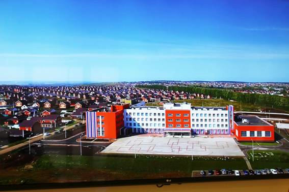 Фото школы в Нагаево на фоне панорамы